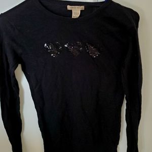 Vertical Design Black Knit Top Size Small